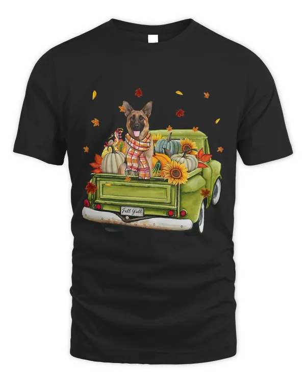 Happy Fall Yall German Shepherd Dog On Truck Pumpkin Fall53