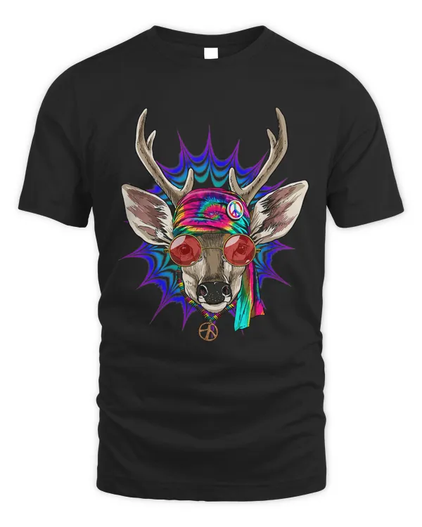 Hippie Deer Tie Dye Peace Sign Psychedelic Deer Lover Hunter 19