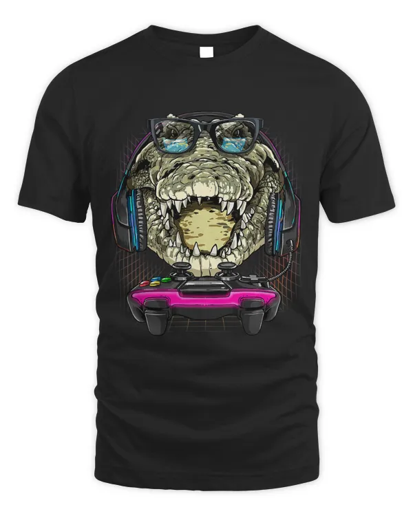 Gaming Crocodile Video Gamer Player Animal Lover 128