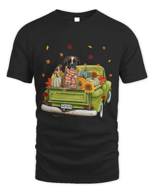 Happy Fall Yall Boxer Dog On Truck Pumpkin Fall Autumn50