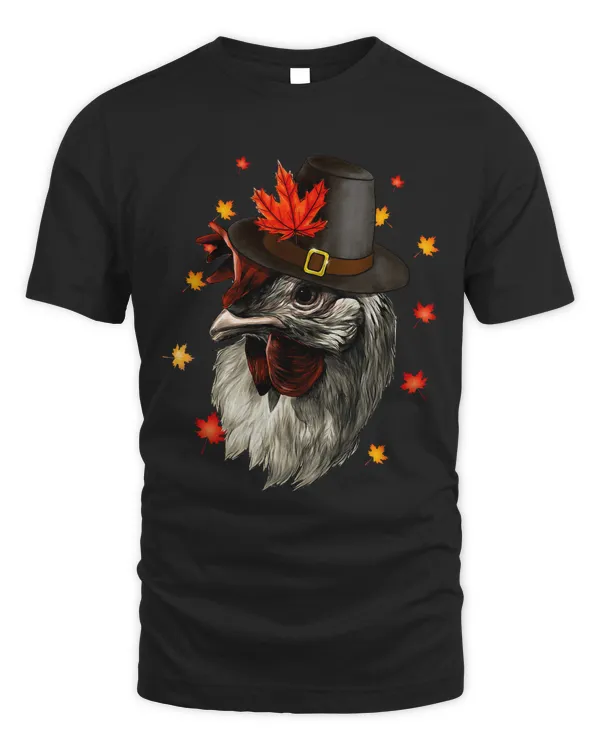 Pilgrim Chicken Face Maple Leaf Fall Vibes Thanksgiving Day328
