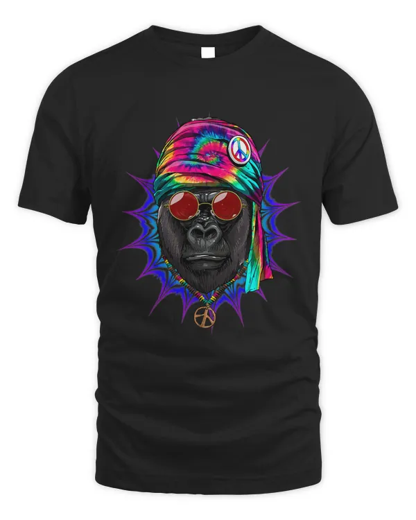 Tie Dye Hippie Gorilla Hippiness Peace Love Gorilla 673