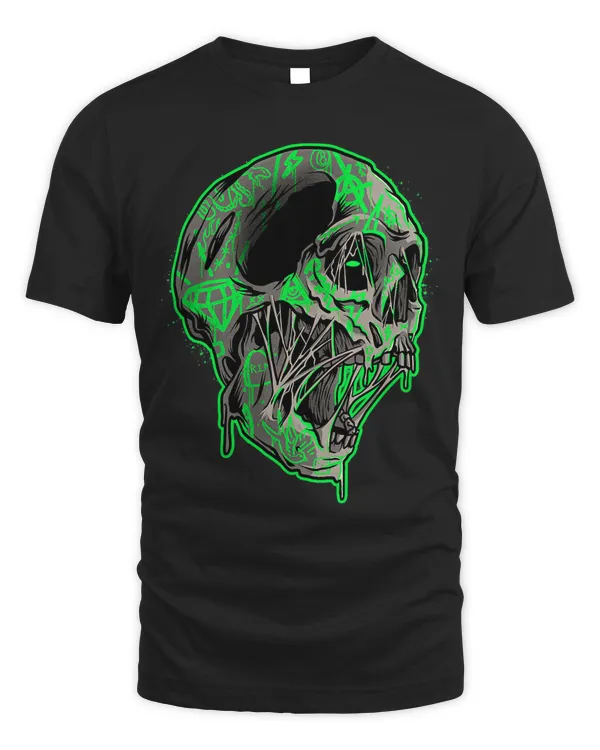 Toxic Skull Tattooed Melting Skull Head Grunge Gothic 614