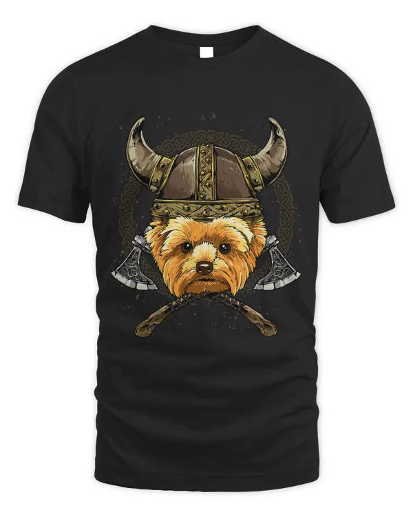 Viking Yorkshire Terrier Dog with Viking Helmet Mjolnir Axes 104