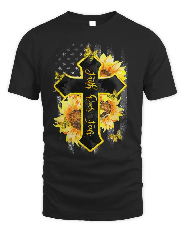 Faith Over Fear Shirts For Women American Flag Christ Cross522