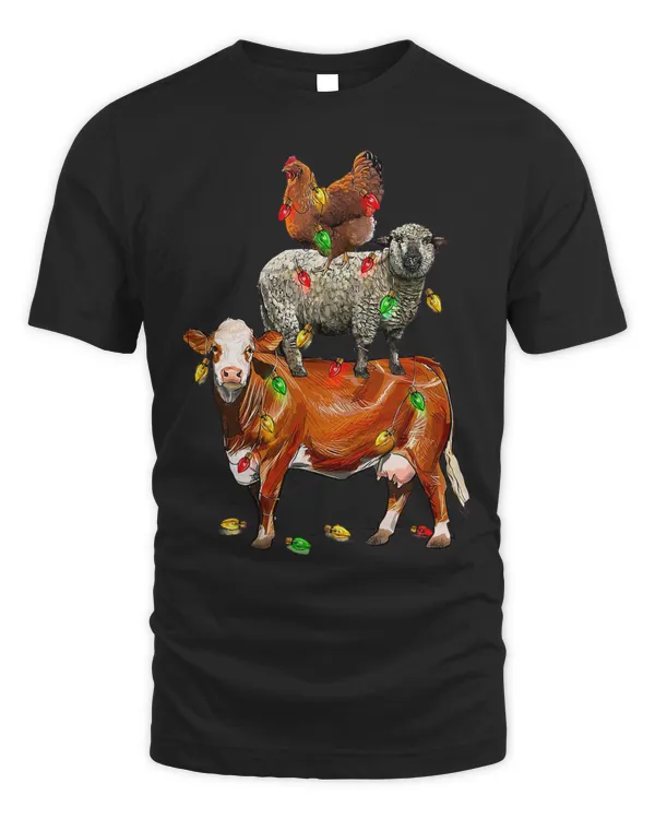 Christmas Lights Chicken Cow Sheep Santa Funny Xmas Tree307