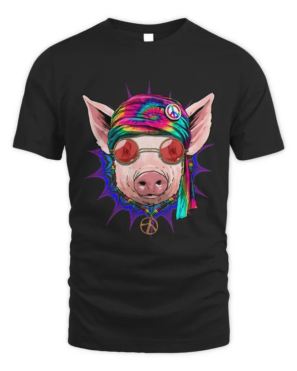Tie Dye Hippie Pig Hippiness Peace Love Pig 670