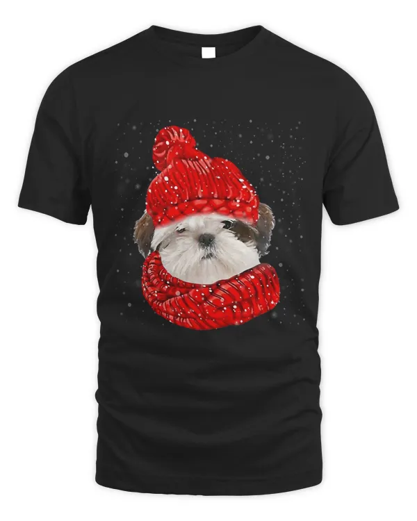 Shih Tzu Xmas Hat Scarf Snow Pets Dogs lover453