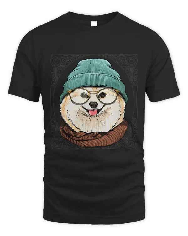 Hipster Pomeranian With Glasses Dog Lover 563