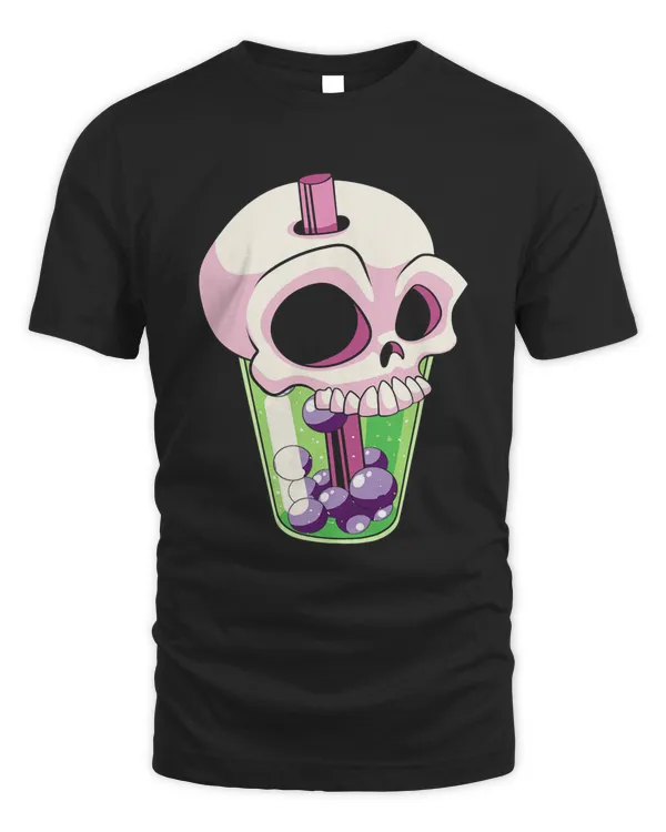 Kawaii Pastel Creepy Skull Boba Bubble Tea Skeleton Head 204