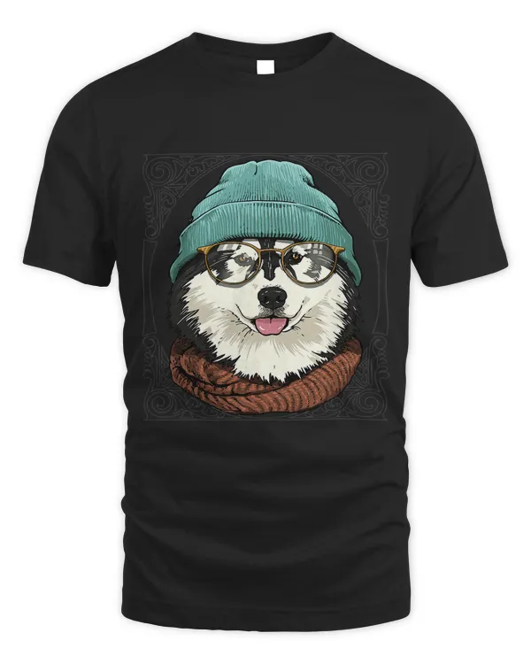 Hipster Alaskan Malamute With Glasses Dog Dog Lover 565