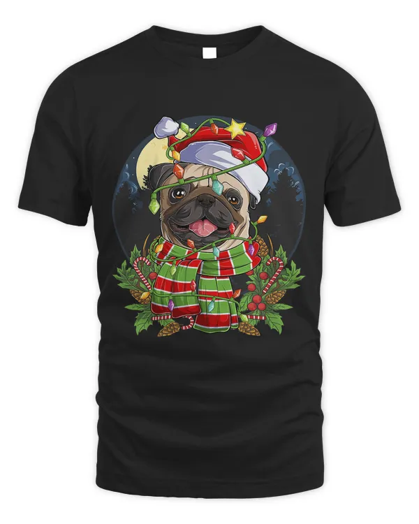 Xmas bulldog decorate the tree lights pine moon Christmas375