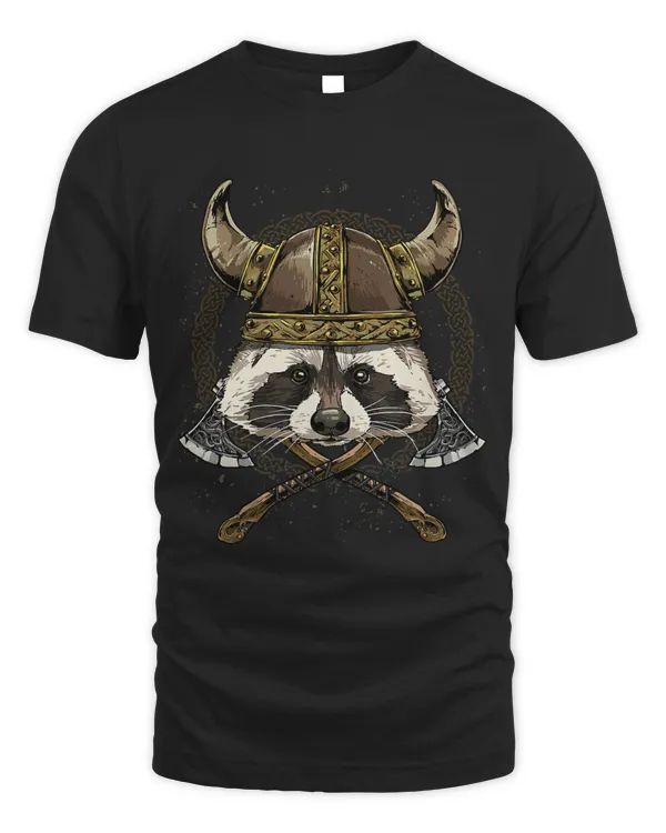 Viking Raccoon with Viking Helmet Mjolnir Axes 106