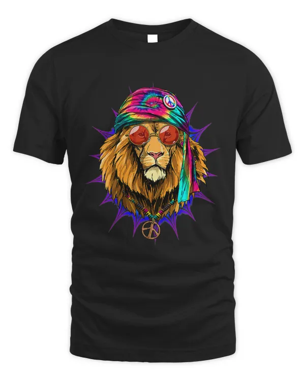 Tie Dye Hippie Lion Hippiness Peace Love Lion 678