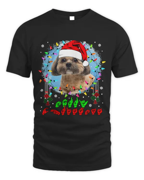 Merry Christmas Hands Sign Language Santa Shih Tzu Lover157