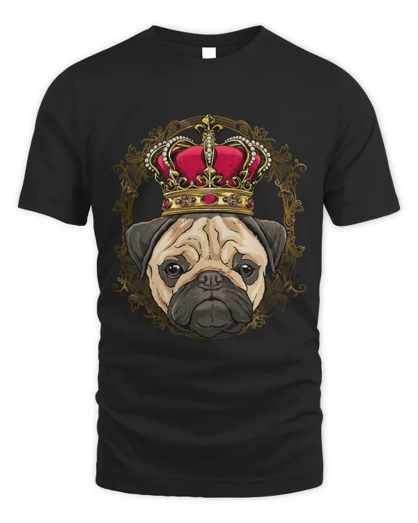 King Pug Wearing CrownQueen Pug Dog 329