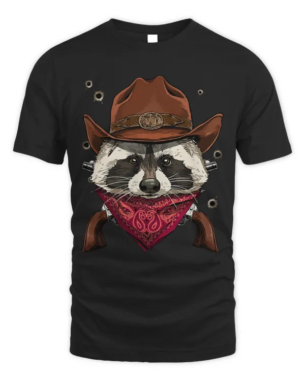 Cowboy Raccoon Western Rodeo Cowboy Hat and Bandana 131