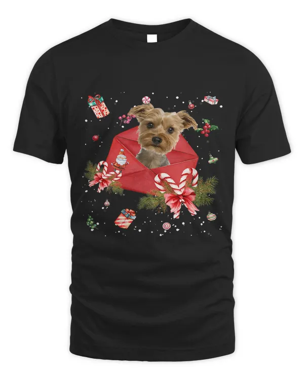 Yorkie Dog In Christmas Card Ornament Pajama Xmas397