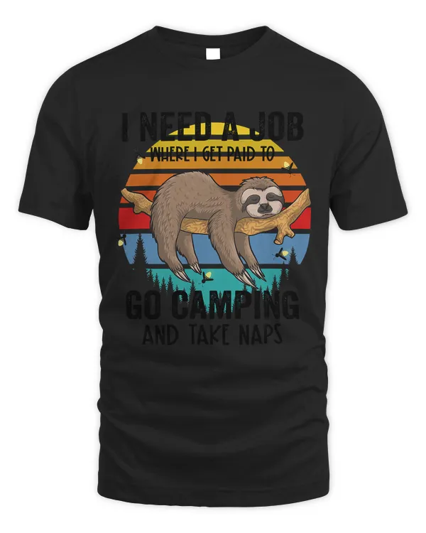 Sloth Go Camping And Take Naps Sloth Lover Vintage Funny Camping