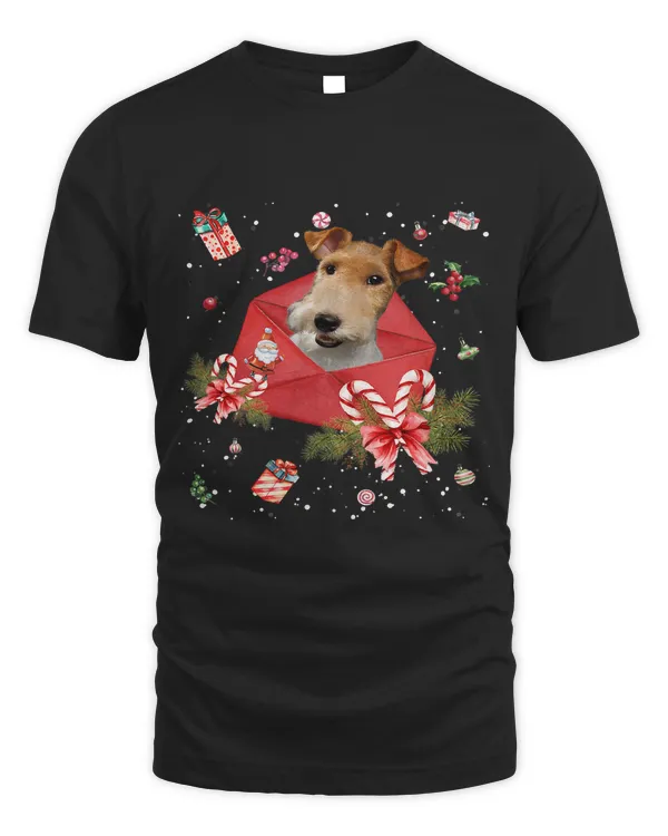 Wire Fox Terrier In Christmas Card Ornament Pajama Xmas395