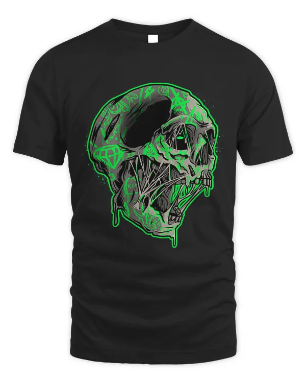 Toxic Skull Tattooed Melting Skull Head Grunge Gothic 614
