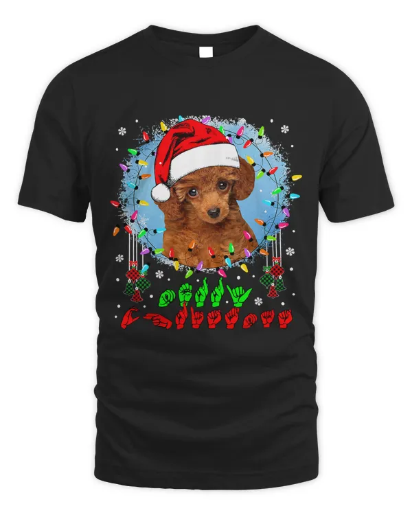 Merry Christmas Hands Sign Language Santa Poodle Lover166