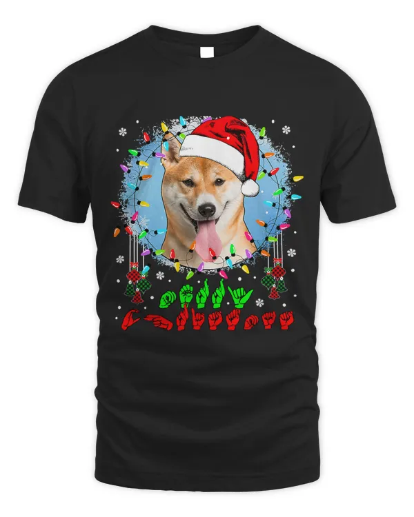 Merry Christmas Hands Sign Language Santa Shiba Inu Lover132