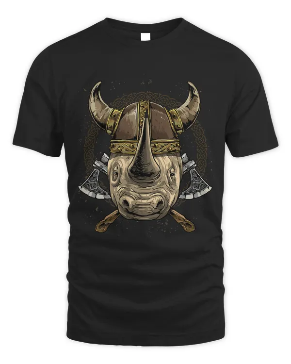 Viking Rhinoceros with Viking Helmet Mjolnir Axes 120