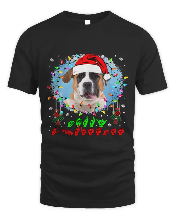 Merry Christmas Hands Sign Language Santa St. Bernard Lover121