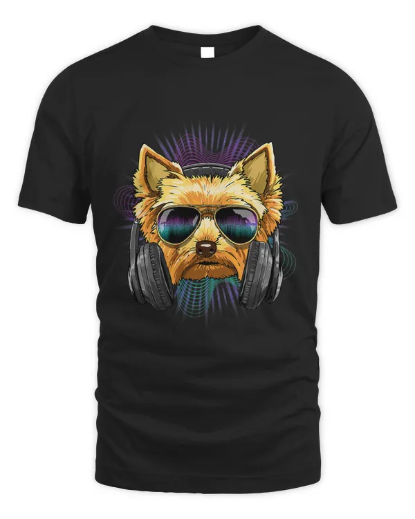 Music Yorkshire Terrier Dj With Headphones Musical Dog Lover 550