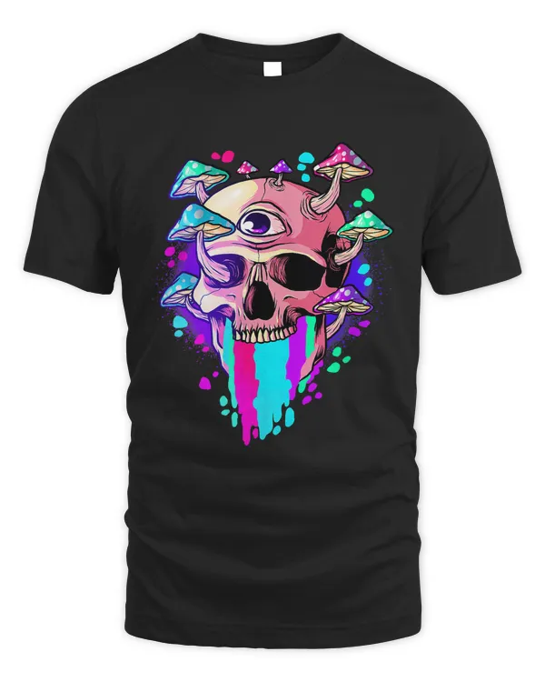 Psychedelic Trippy Mushroom Skull Mycologist Mushroom Lover 676