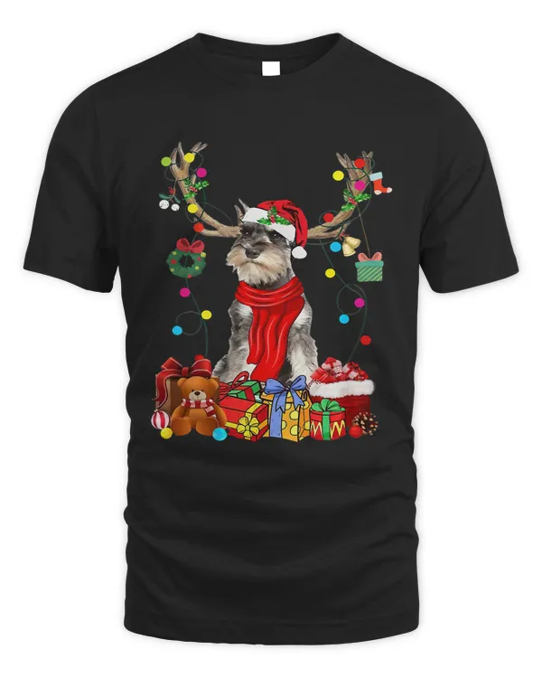 Santa GREY Miniature Schnauzer Reindeer Light Xmas Dog Lover129