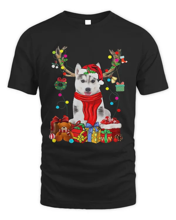 Santa Husky Reindeer Light Christmas Dog Lover135