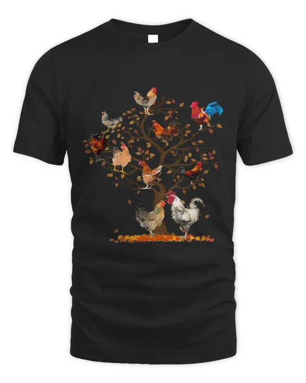 Chicken Tree Autumn Tree Fall Leaves Chicken Lover Tee333