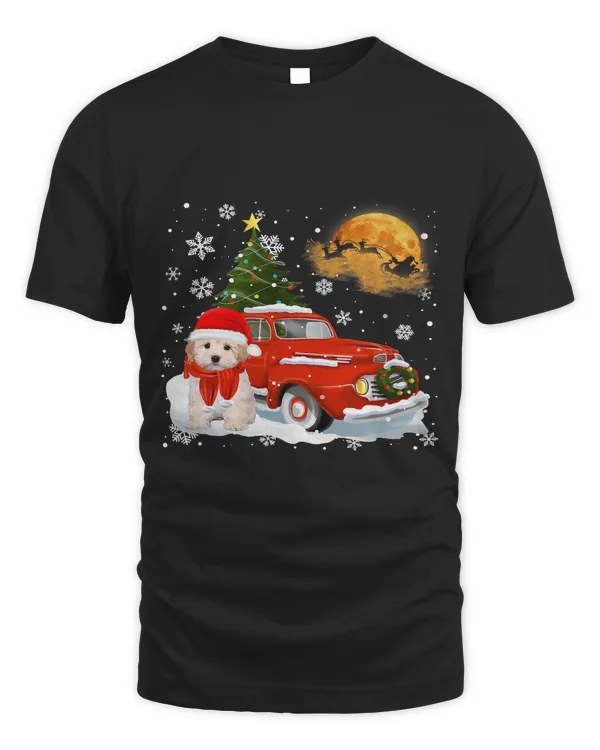 Maltipoo Vintage Wagon Red Truck Christmas Tree Pajamas113