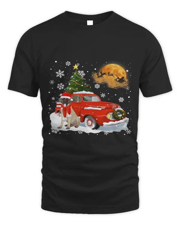 English Mastiff Vintage Red Truck Christmas Tree Pajamas97