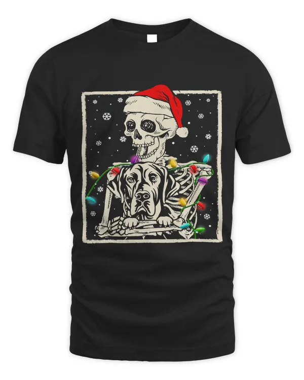 Funny Skeleton Hug Great Dane Dog Santa Hat Christmas Pajama66