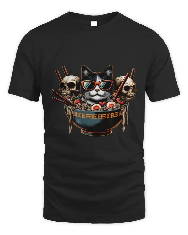 Cute Cat Spooky Cat In Ramen Bowl Halloween Skull Cat Sunglasses Cute Cat Spooky Cat In Ramen Bowl Halloween Skull Cat Sunglasses