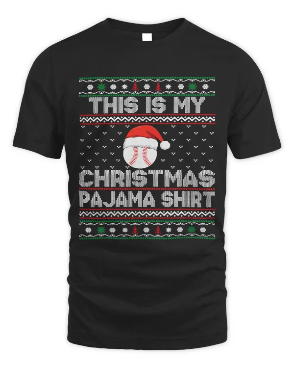 Baseball This Is My Christmas Pajama Christmas Baseball Santa Hat 5