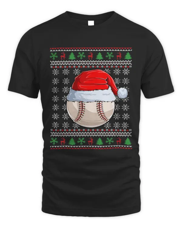 Baseball Baseball Ball Santa Hat Funny Christmas Santa Pajamas 158