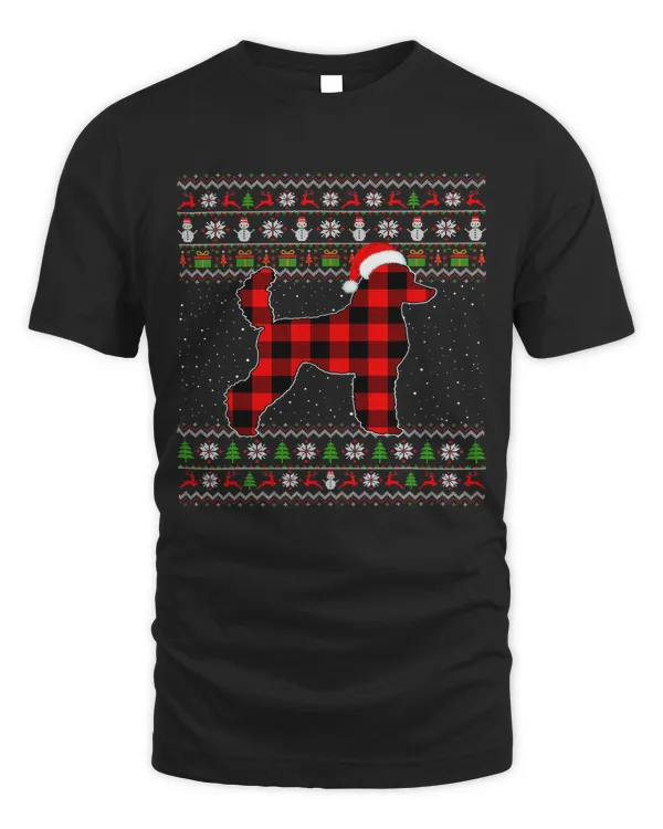 Poodle Dog Funny Poodle Lover Red Plaid Poodle Pajamas Ugly Xmas 81