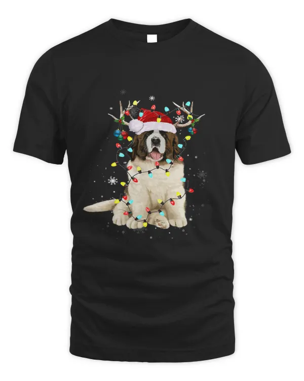 Santa Saint Bernard Reindeer Light Christmas101