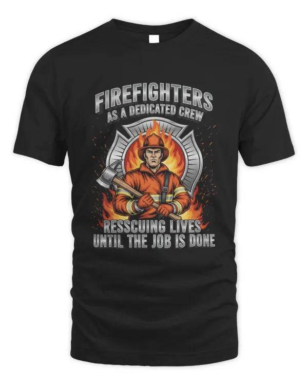 Firefighters As A Dedicated Crew Rescuing Lives Until The Job Is Done T-Shirt