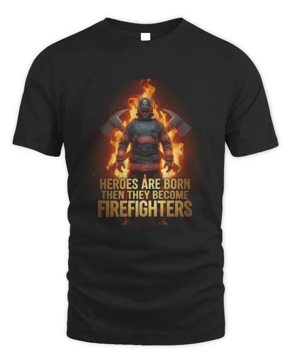 Heroes Are Born Then They Become Firefighters T-Shirt