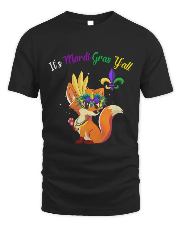 Cute Fox It s Mardi Gras Y all Funny Fox Mask Beads Mardi Gras