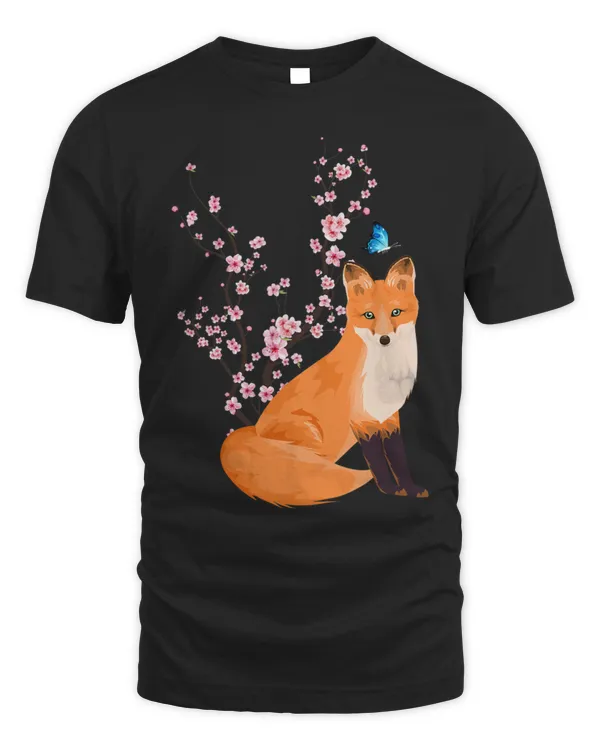 Cute Fox Japan Sakura Cherry Blossom Fox Kitsune Japanese