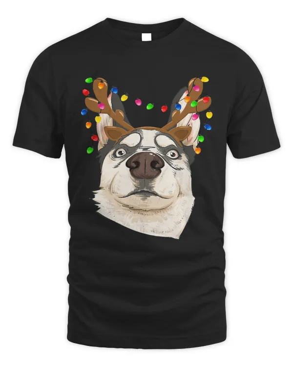 Siberian Husky Reindeer Christmas Dog Lights Christmas 367