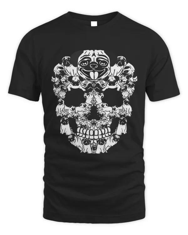 Skull Skeleton Pug Dog Shirt Halloween Skull Costumes Gift Pug Bones