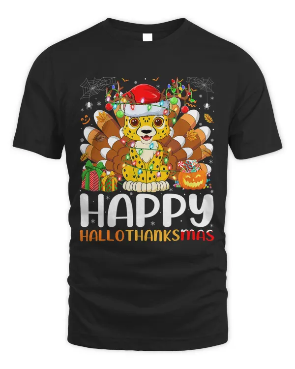 Cheetah Lover Halloween Christmas Happy Hallothanksmas