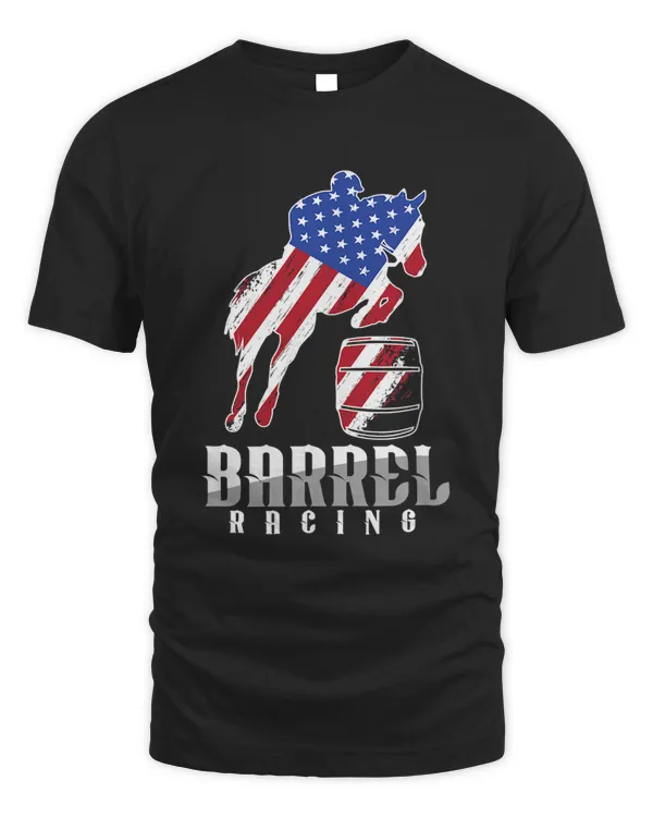 Barrel Racing US Flag Horse Riding Barrel Racer